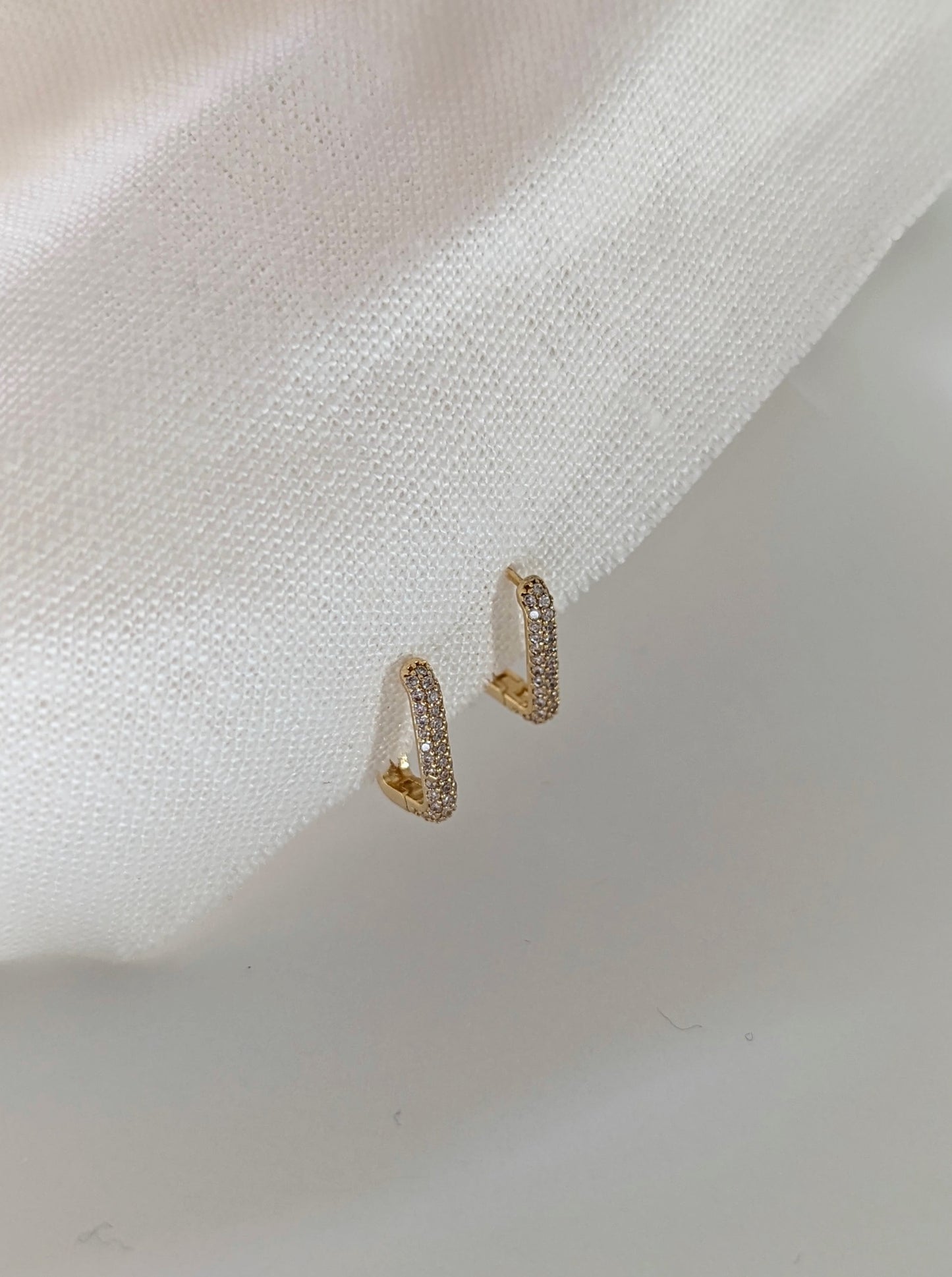 Reine Rectangle Pave Huggies