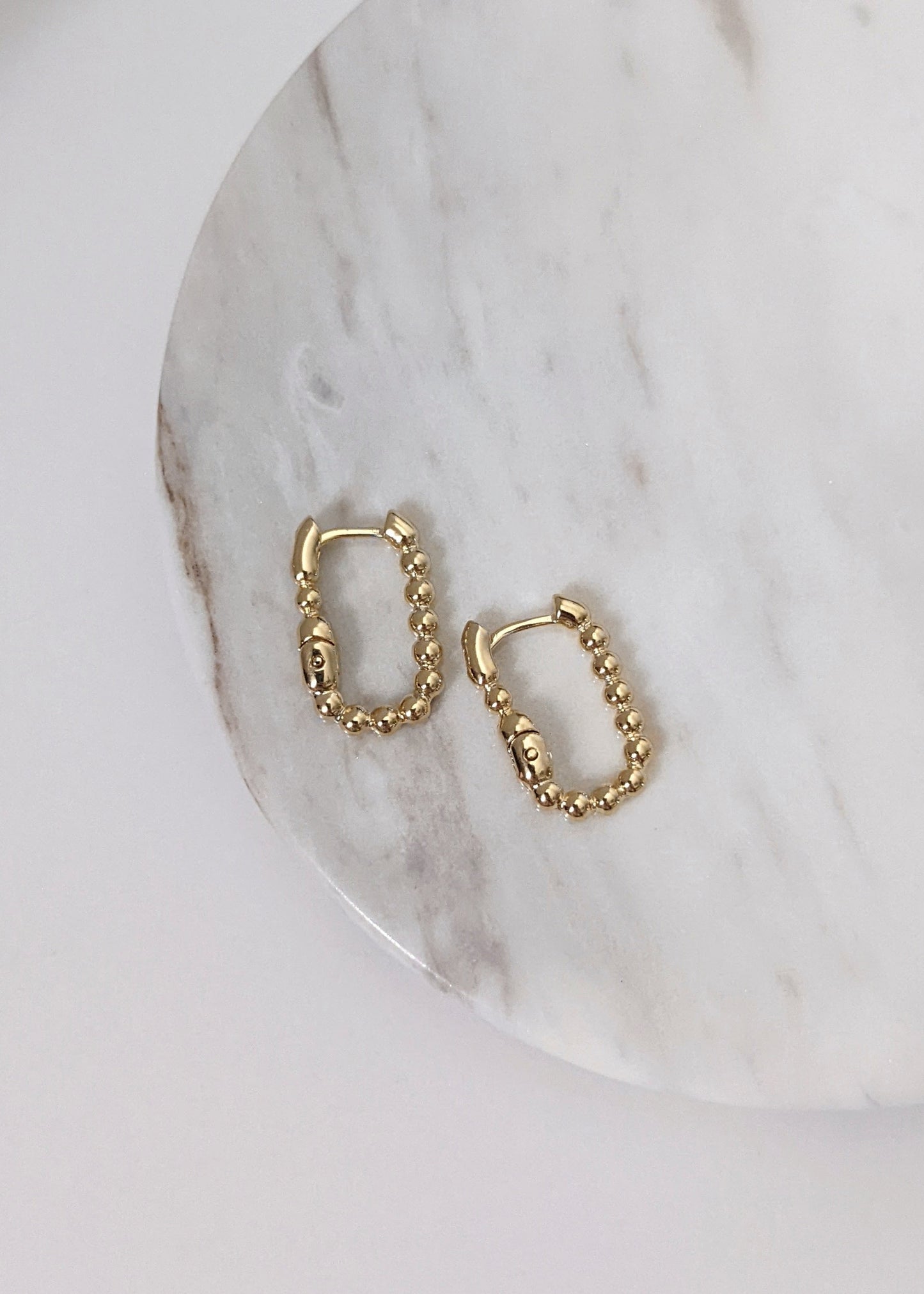Beaded Rectangle Hoops