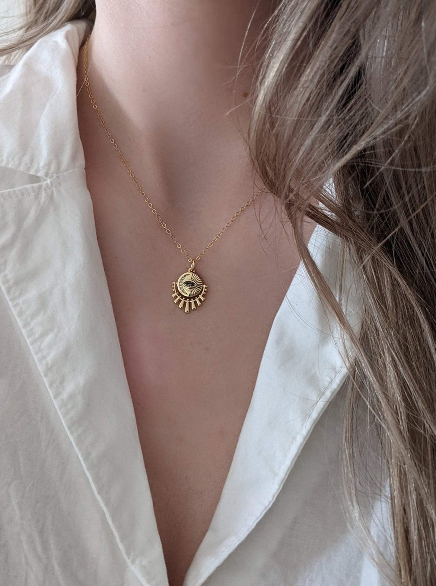 Evil Eye Medallion Necklace Layer the Love