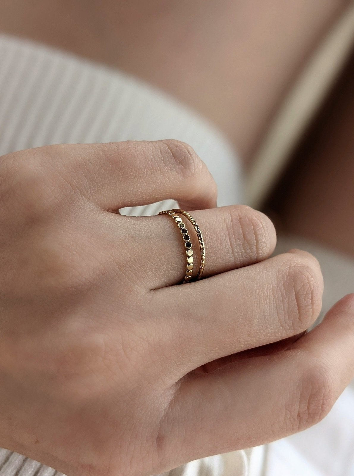 Flat Beaded Ring Layer the Love