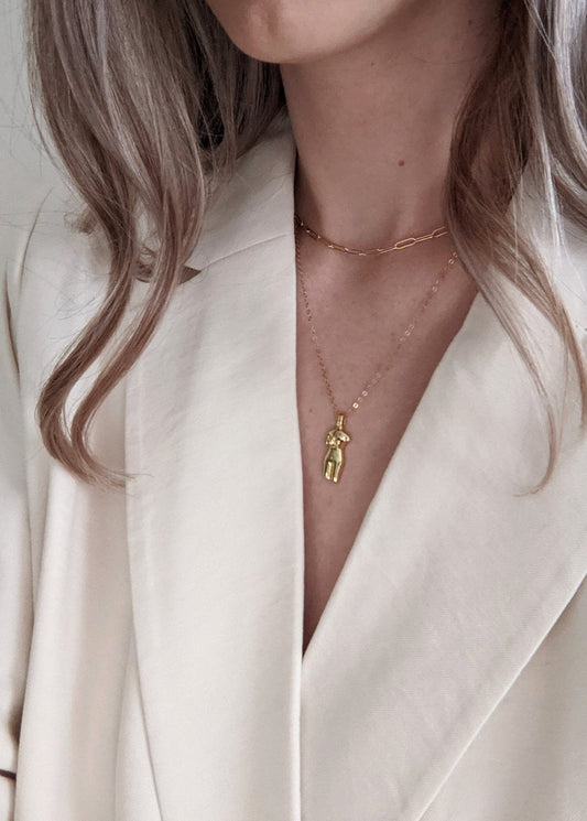 La Femme Female Figure Necklace Layer the Love