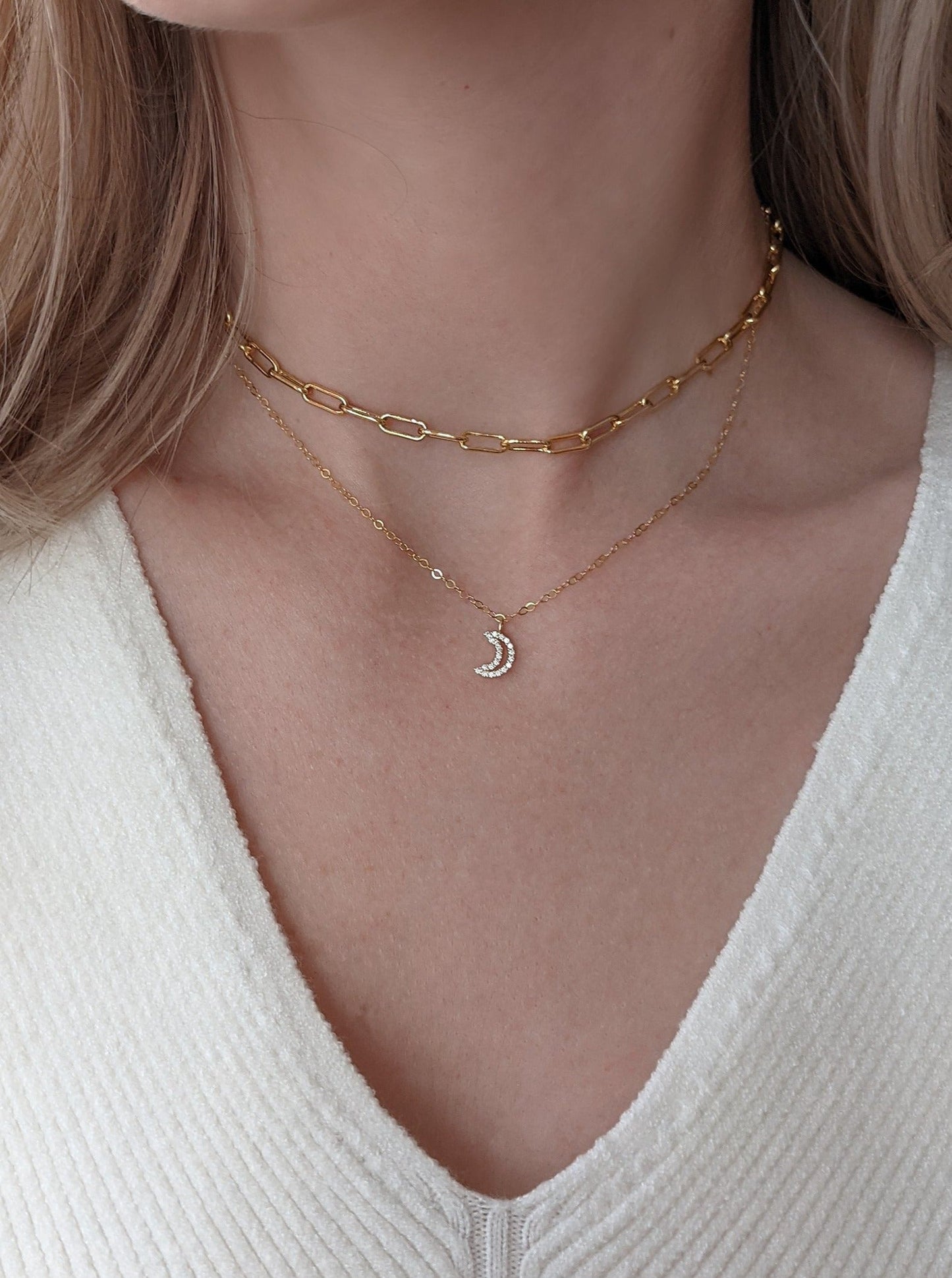 Mini Crescent Moon Necklace Layer the Love