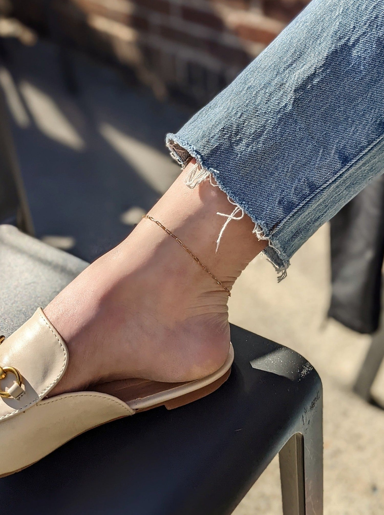 Mini Paperclip Chain Anklet Layer the Love