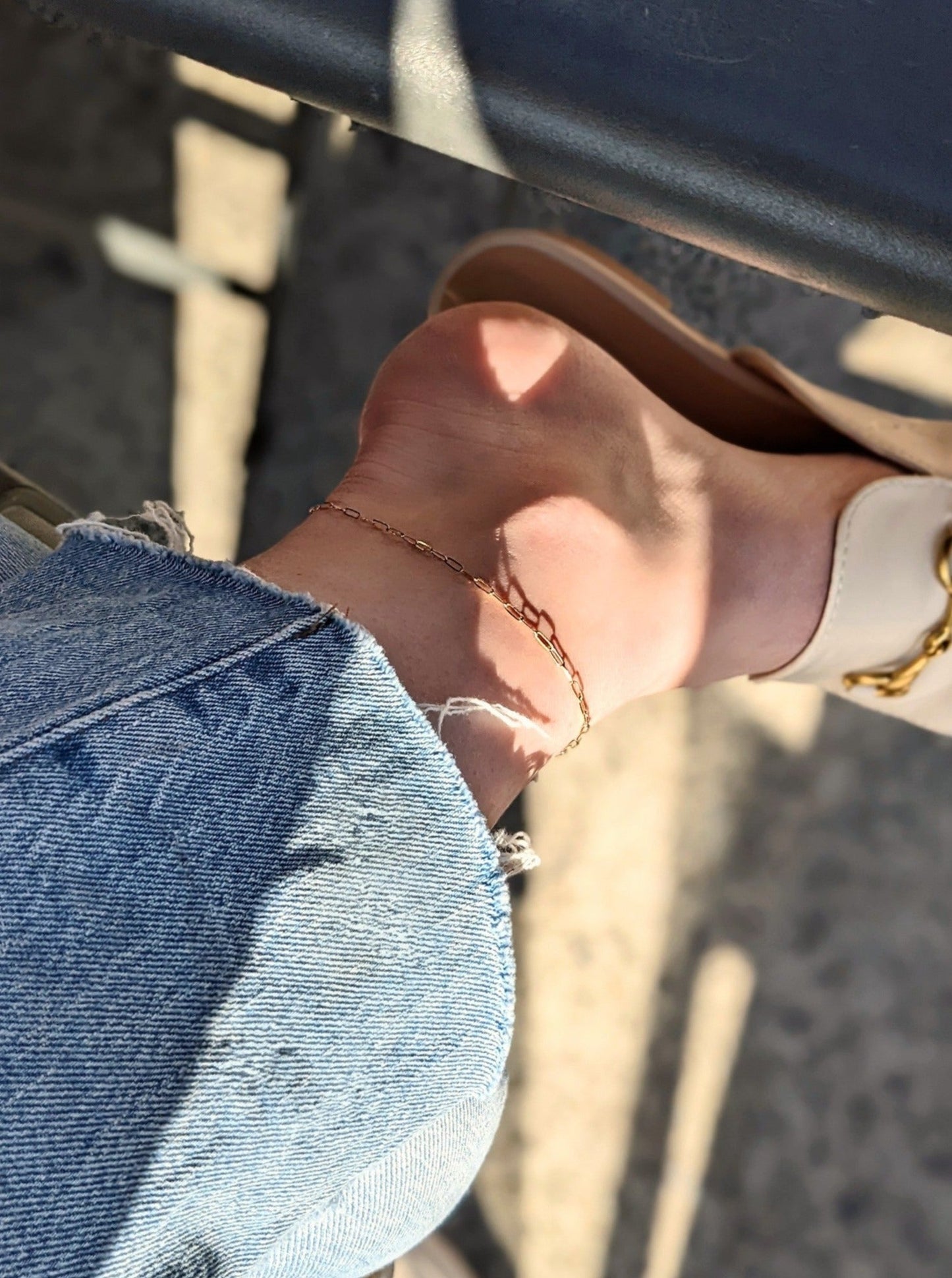 Mini Paperclip Chain Anklet Layer the Love