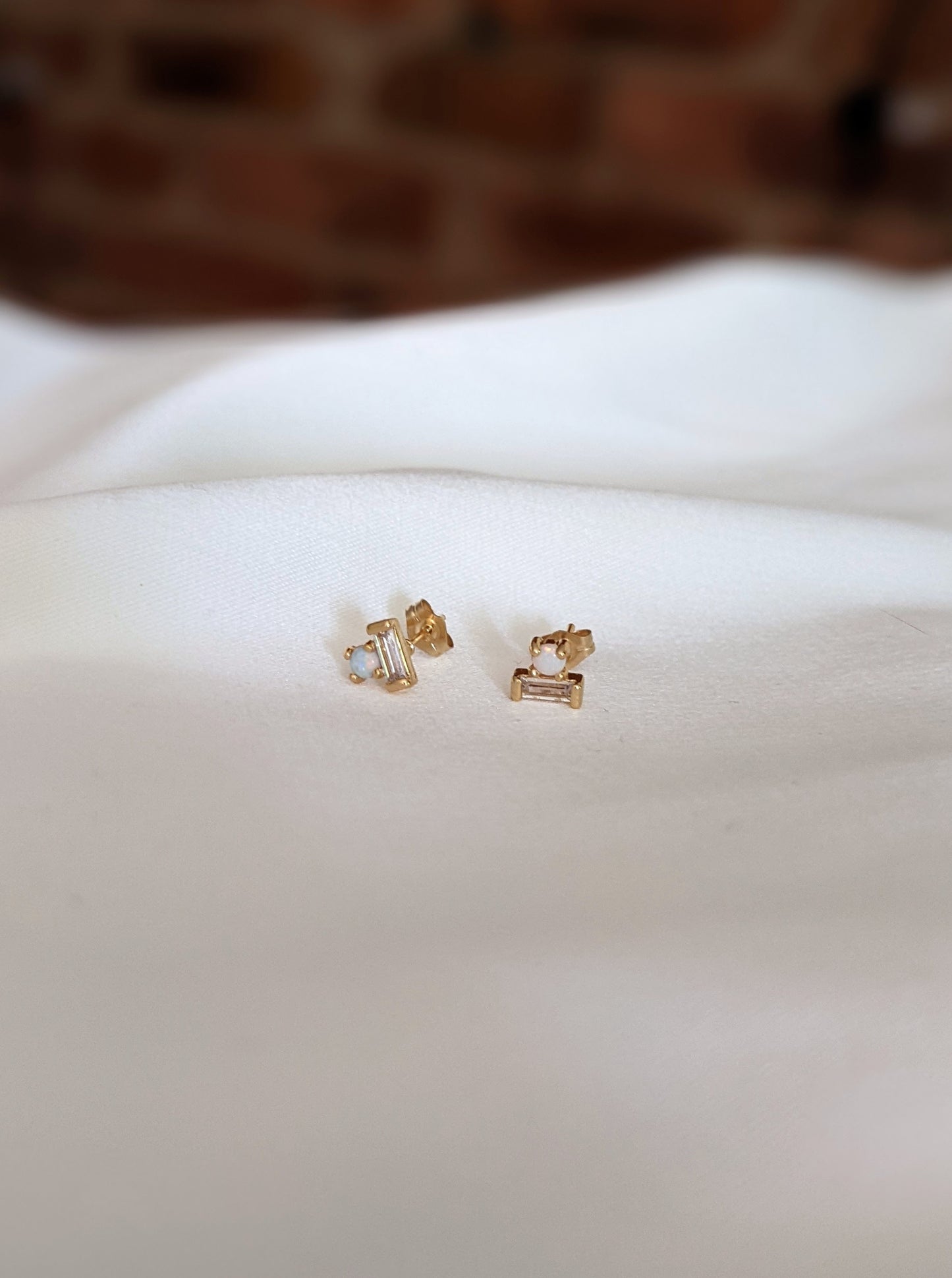 Opal Baguette Studs Layer the Love