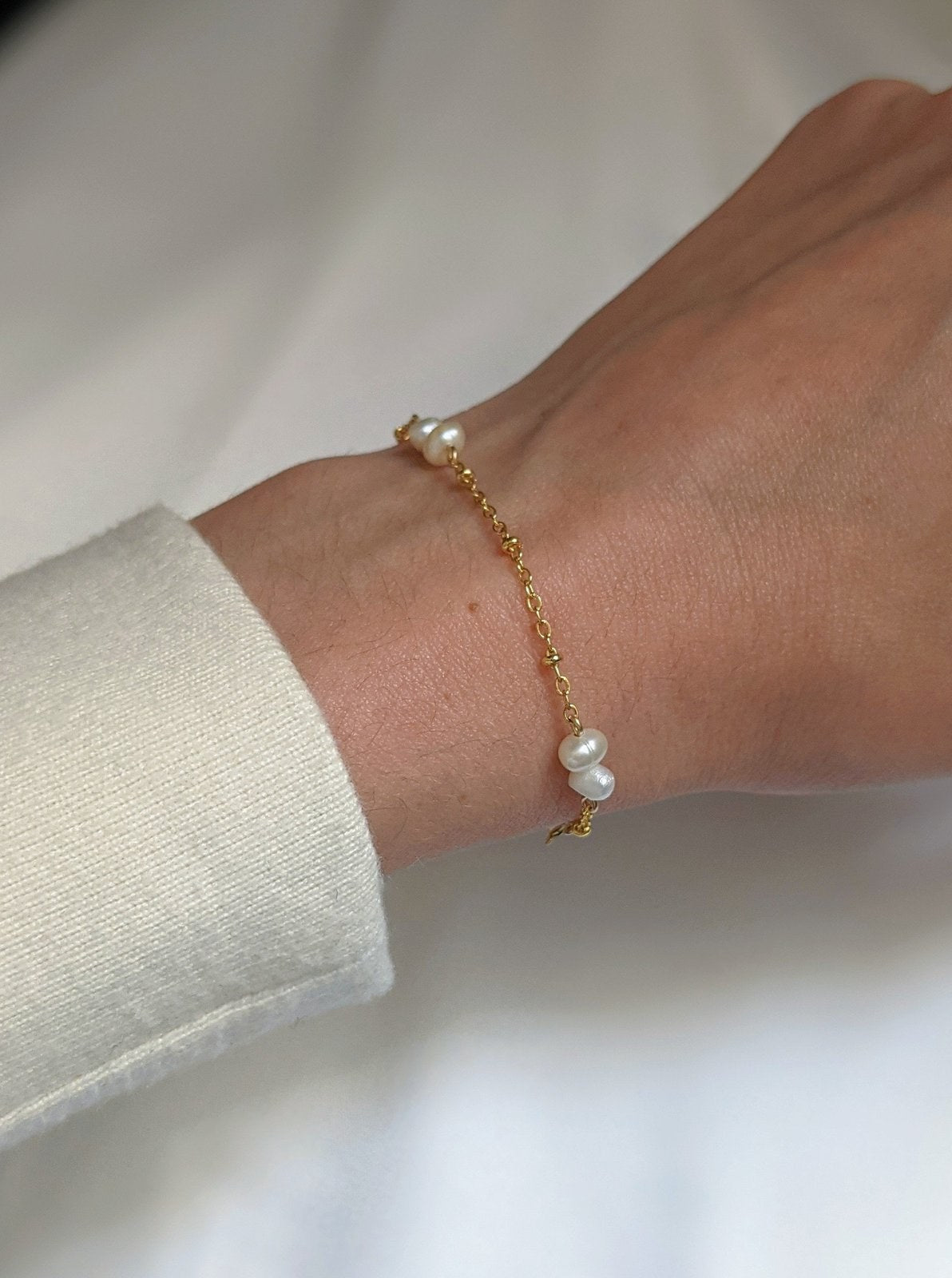 Pearl + Satellite Chain Bracelet Layer the Love