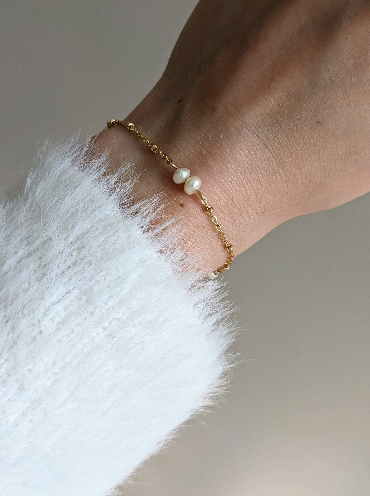 Pearl + Satellite Chain Bracelet Layer the Love