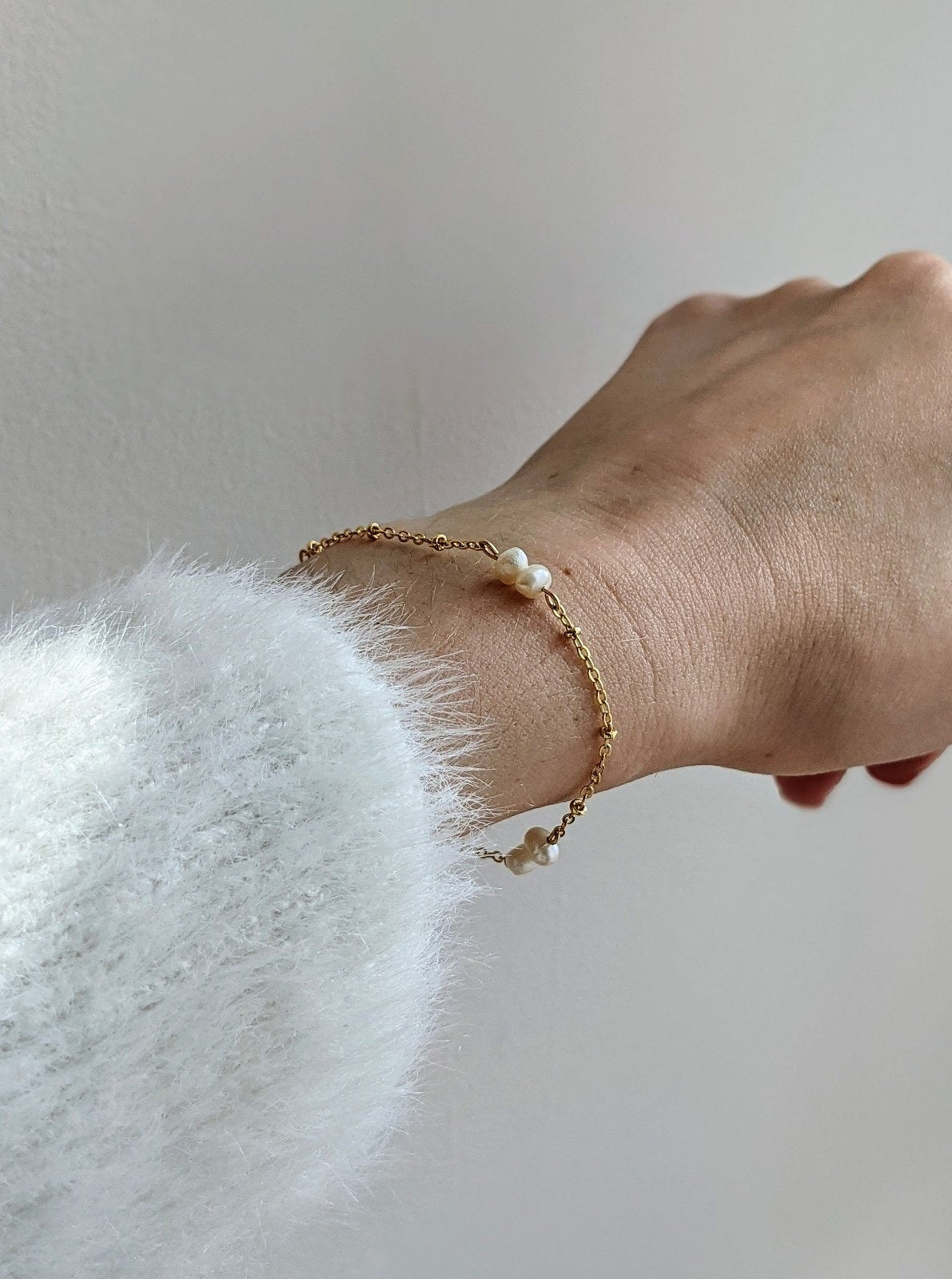 Pearl + Satellite Chain Bracelet Layer the Love