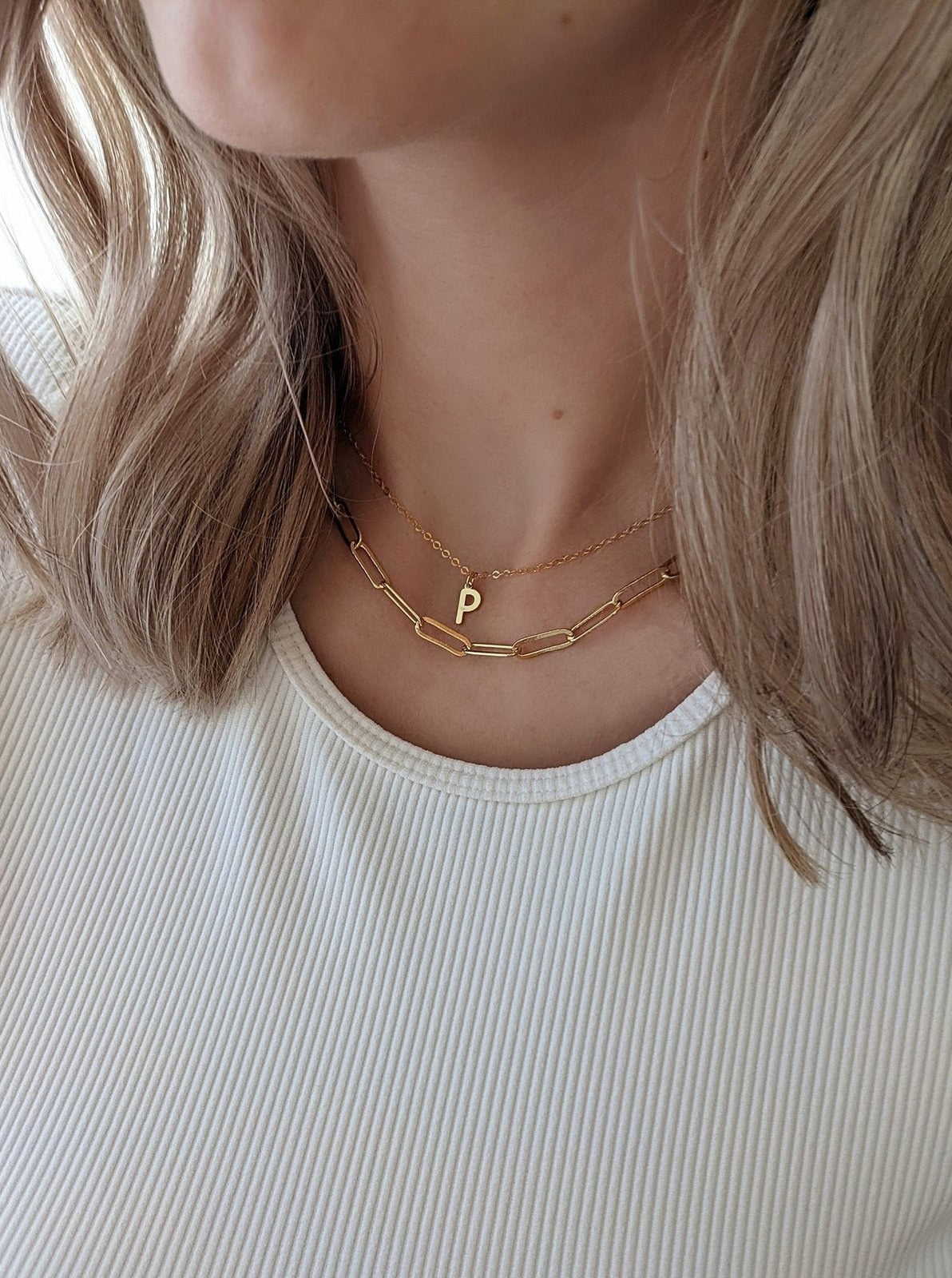 Simple Initial Necklace Layer the Love