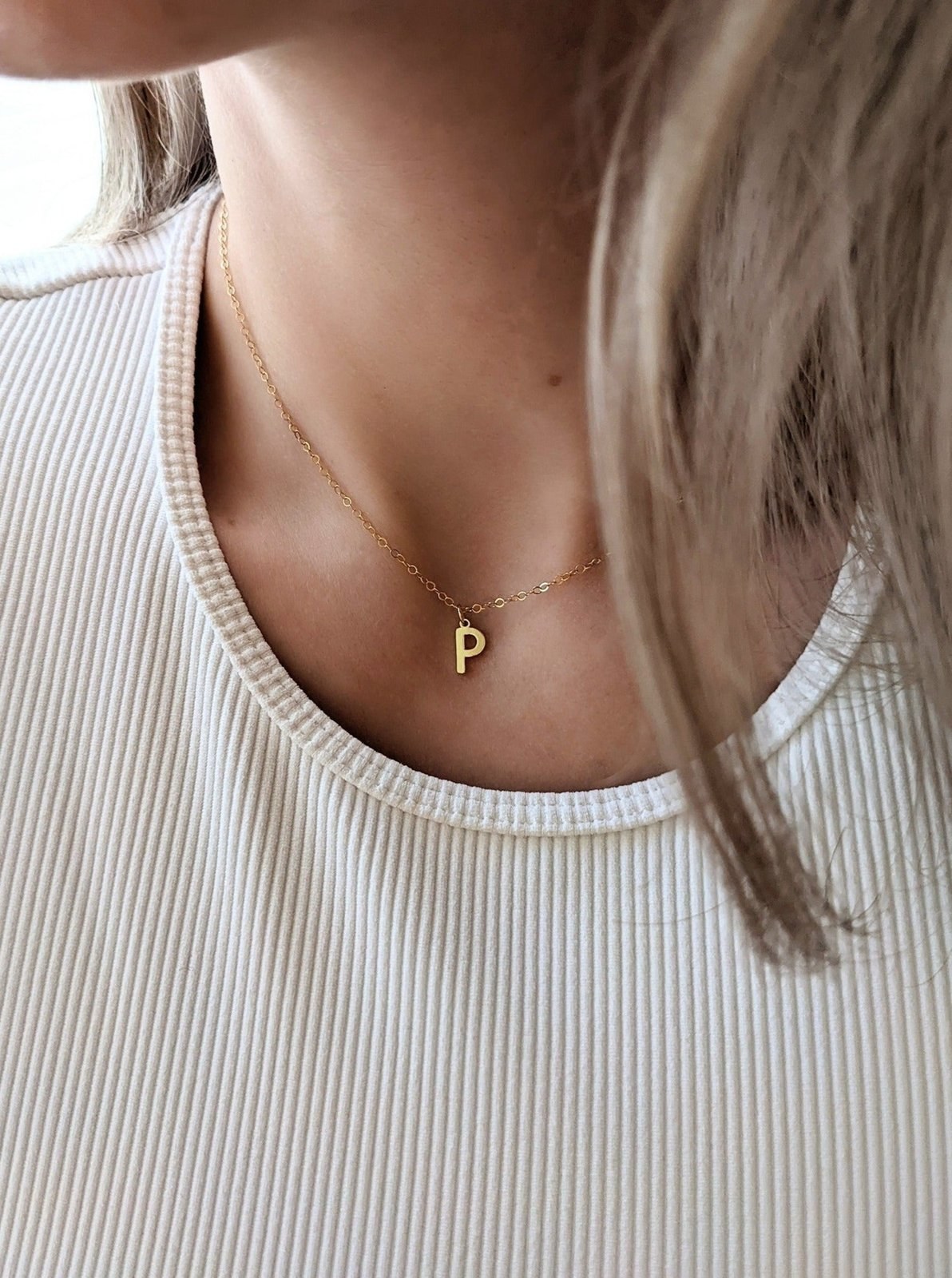 Simple Initial Necklace Layer the Love