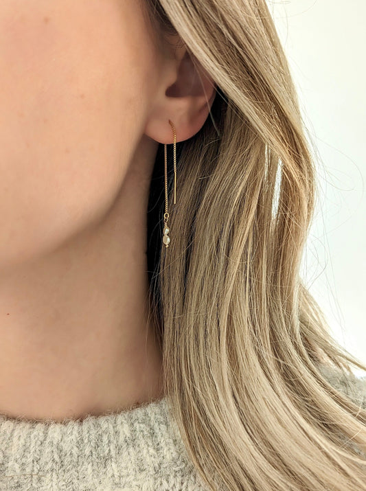 Kayla Petite Pearl Threader Earrings