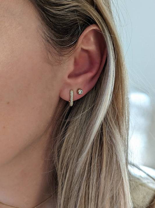 Reine Rectangle Pave Huggies