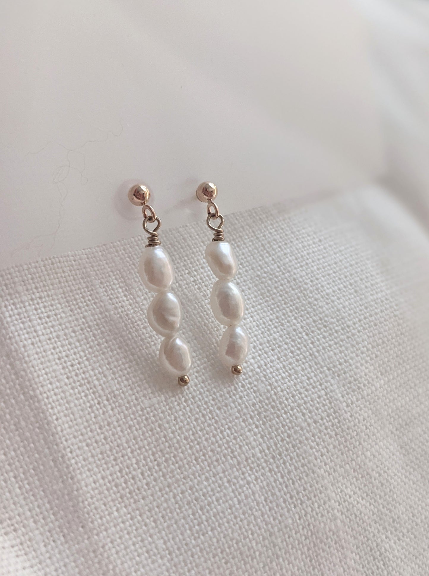 Aimee Triple Pearl Earrings Layer the Love