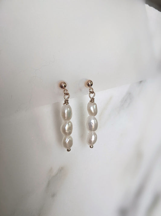 Aimee Triple Pearl Earrings Layer the Love