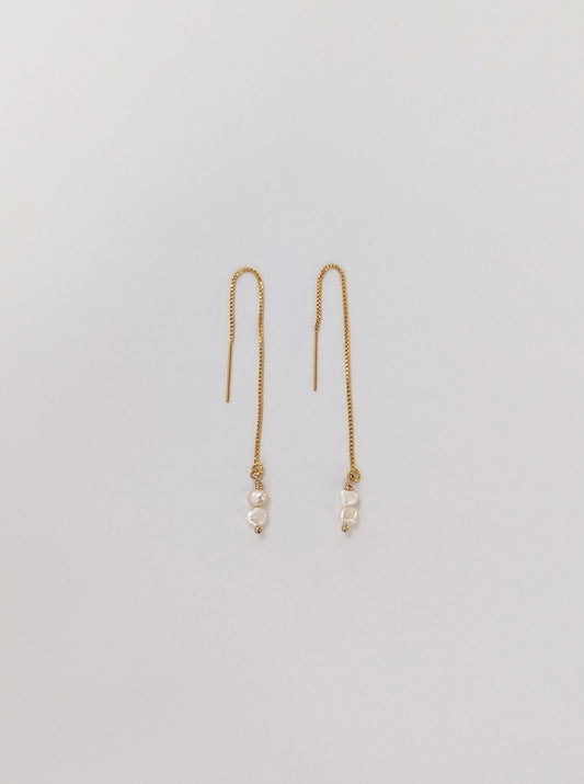 Kayla Petite Pearl Threader Earrings