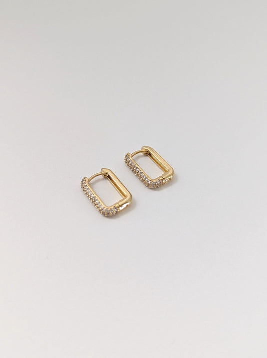 Reine Rectangle Pave Huggies