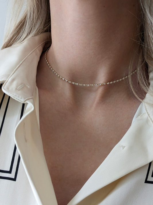 Sutton Baguette CZ Tennis Necklace