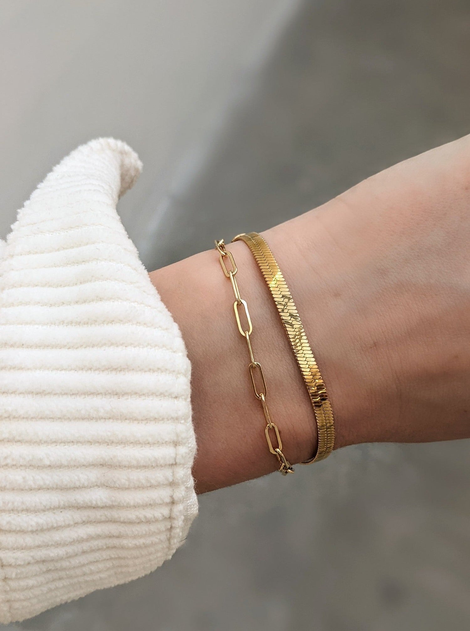 Elongated Paperclip Chain Bracelet Layer the Love