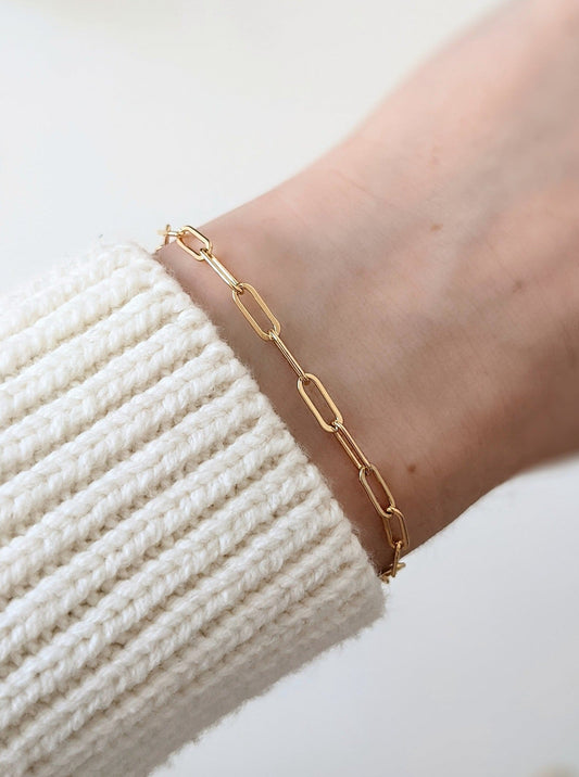 Elongated Paperclip Chain Bracelet Layer the Love