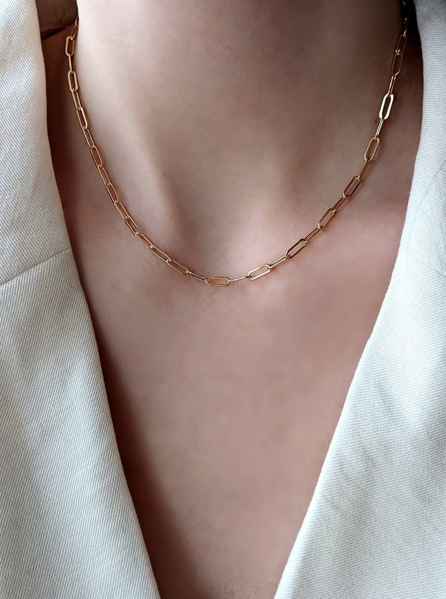 Elongated Paperclip Chain Necklace Layer the Love