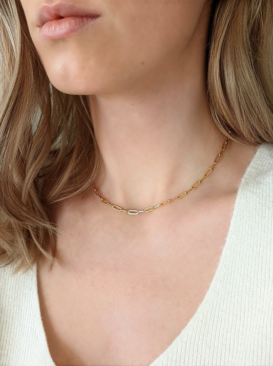 Elongated Paperclip Chain Necklace Layer the Love