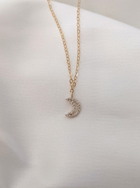 Mini Crescent Moon Necklace Layer the Love