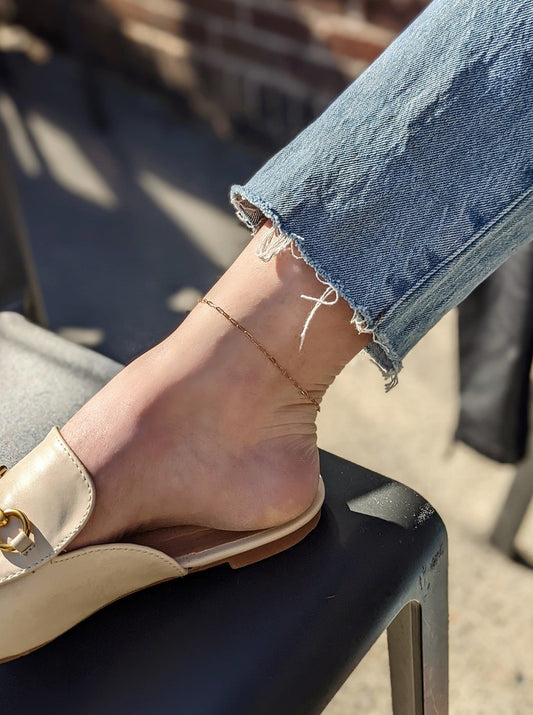 Mini Paperclip Chain Anklet Layer the Love