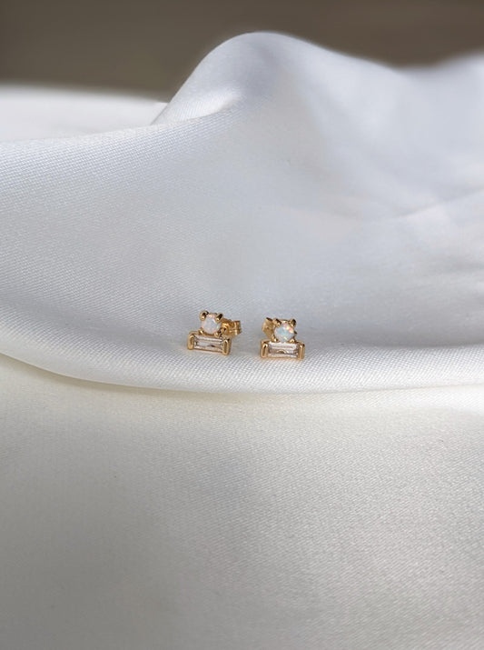 Opal Baguette Studs Layer the Love