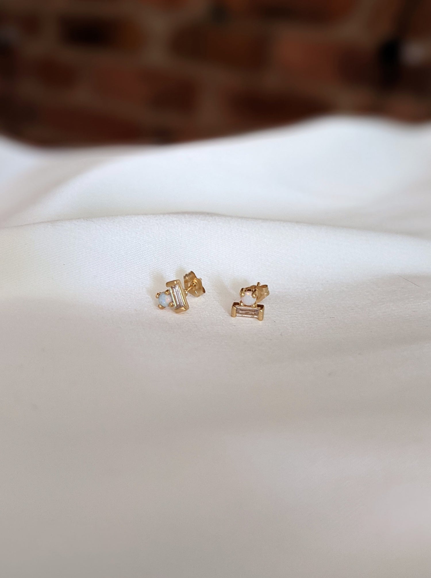 Opal Baguette Studs Layer the Love