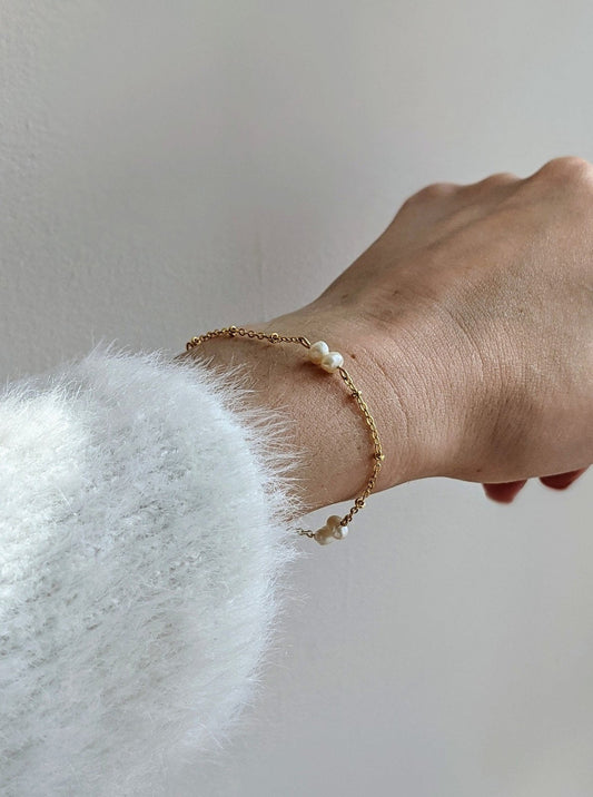 Pearl + Satellite Chain Bracelet Layer the Love