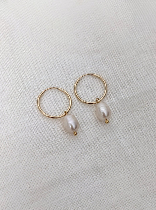 Perla Pearl Drop Essential Hoops Layer the Love