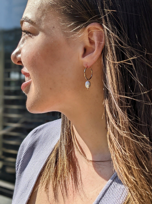 Perla Pearl Drop Essential Hoops Layer the Love