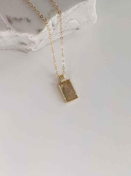 Rectangle Sunburst Necklace Layer the Love