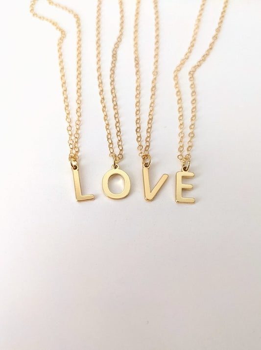 Simple Initial Necklace Layer the Love